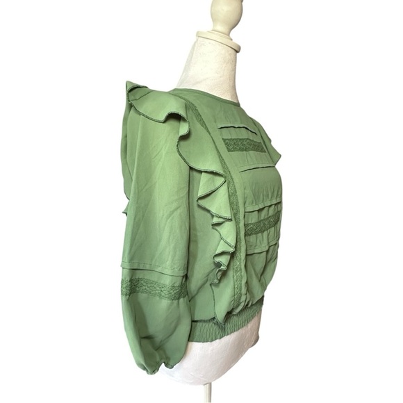 Girls Ruffle Blouse Duo in Green and Coral XL ( 14 - 16 ) - Picture 6 of 9